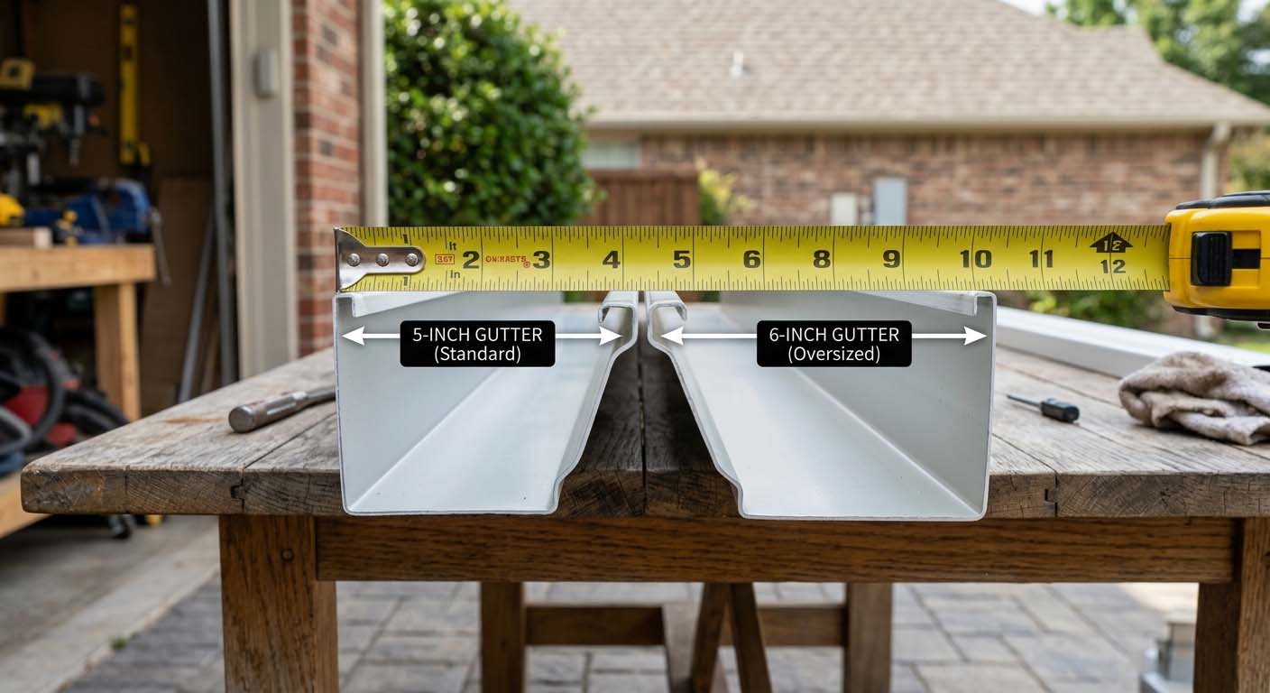 Comparison of 5-inch and 6-inch seamless gutters on Alberta homes