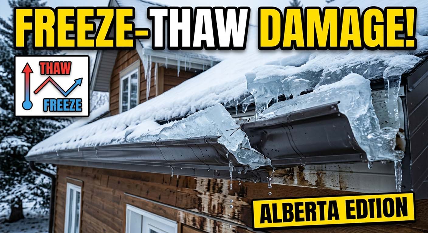 Freeze thaw cycles damaging gutters in Alberta
